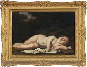 Scuola emiliana fine XVII - inizio XVIII secolo - Ges Bambino che dorme sulla Croce