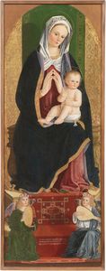 Anonimo pittore padovano inizio del XVI secolo - Madonna con il Bambino e due Angeli musicanti