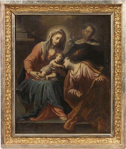 Scuola emiliana del XVIII secolo - Madonna col Bambino, Santa Caterina e Sant'Antonio