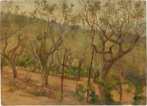 Armando Spadini - Uliveto nella collina pistoiese