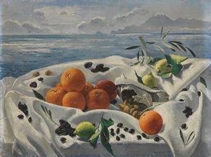 Giovanni Colacicchi - Natura morta con arance e limoni