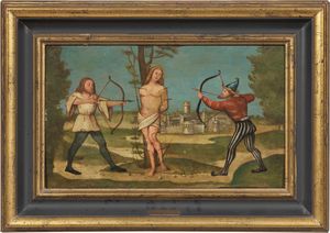 Scuola umbro-marchigiana fine XV secolo - Martirio di San Sebastiano