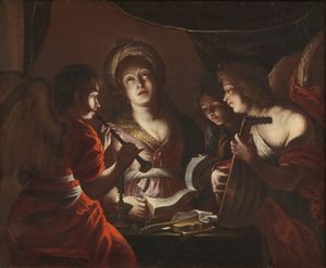 Ignoto caravaggesco del XVII secolo - Concertino al lume di candela
