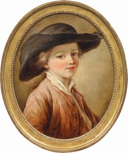 Scuola francese seconda metà del XVIII secolo - Ritratto di fanciullo con cappello e Ritratto di fanciulla