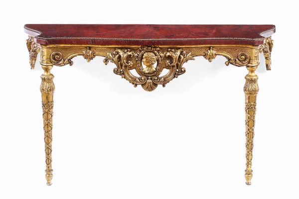 Consolle in legno intagliato e dorato. XIX-XX secolo  - Asta Dimore italiane - Associazione Nazionale - Case d'Asta italiane
