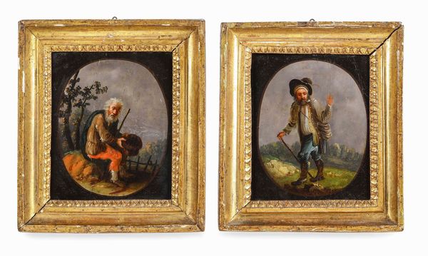 Scuola del XVIII secolo Figure di mendicanti  - Asta Dimore italiane - Associazione Nazionale - Case d'Asta italiane