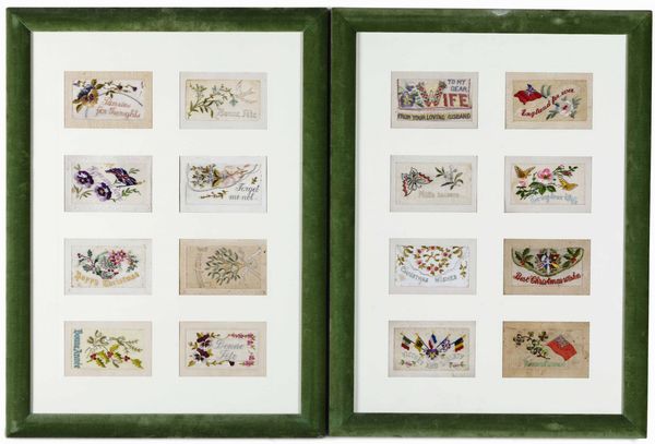 Gruppo di sedici scritte benaugurali ricamate  - Asta Dimore italiane - Associazione Nazionale - Case d'Asta italiane