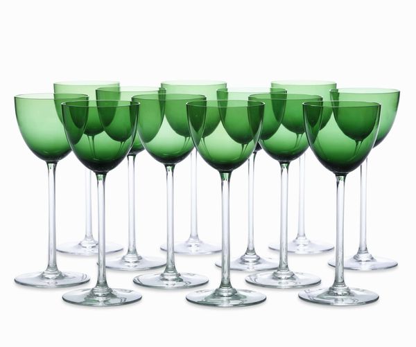 Dodici calici in cristallo Baccarat color verde  - Asta Dimore italiane - Associazione Nazionale - Case d'Asta italiane