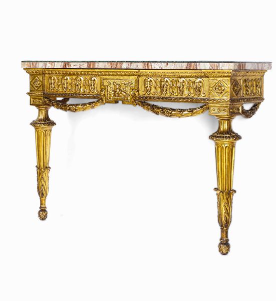 Coppia di consolles in legno intagliato e dorato. XIX-XX secolo  - Asta Dimore italiane - Associazione Nazionale - Case d'Asta italiane