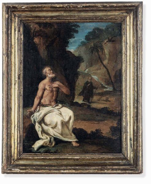 Scuola del XVII secolo San Paolo di Tebe eremita  - Asta Dimore italiane - Associazione Nazionale - Case d'Asta italiane