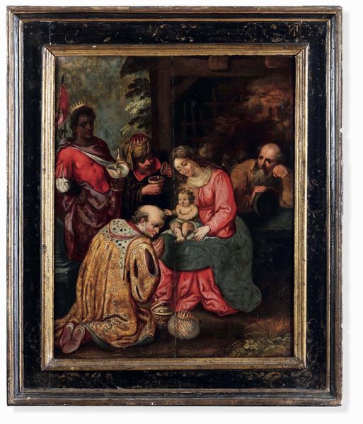 Scuola dellItalia settentrionale del XVII secolo Adorazione dei Magi  - Asta Dimore italiane - Associazione Nazionale - Case d'Asta italiane