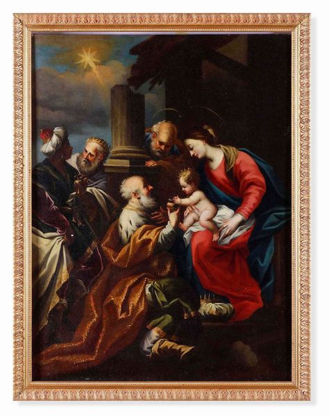 Scuola genovese del XVII secolo Adorazione dei Magi  - Asta Dimore italiane - Associazione Nazionale - Case d'Asta italiane