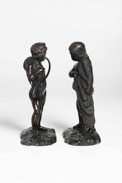 Allegorie della pesca e della caccia. Bronzo fuso e patinato. Fonditore del XIX-XX secolo  - Asta Dimore italiane - Associazione Nazionale - Case d'Asta italiane