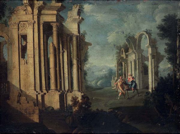 Gennaro Greco detto il Mascacotta, Bottega di : Capricci con rovine ed episodi tratti dal Nuovo Testamento  - Asta Dimore italiane - Associazione Nazionale - Case d'Asta italiane