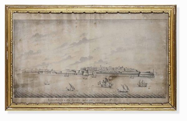 Scuola del XVIII secolo Quattro vedute di La Valletta dal mare  - Asta Dimore italiane - Associazione Nazionale - Case d'Asta italiane