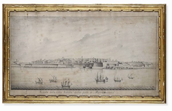 Scuola del XVIII secolo Quattro vedute di La Valletta dal mare  - Asta Dimore italiane - Associazione Nazionale - Case d'Asta italiane