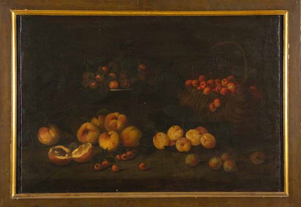 Scuola del XVII secolo Nature morte con frutti e funghi  - Asta Dimore italiane - Associazione Nazionale - Case d'Asta italiane
