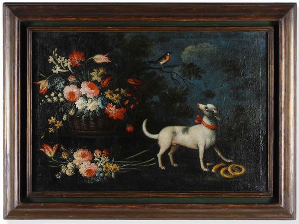 Scuola del XVIII secolo Natura morta con cane  - Asta Dimore italiane - Associazione Nazionale - Case d'Asta italiane