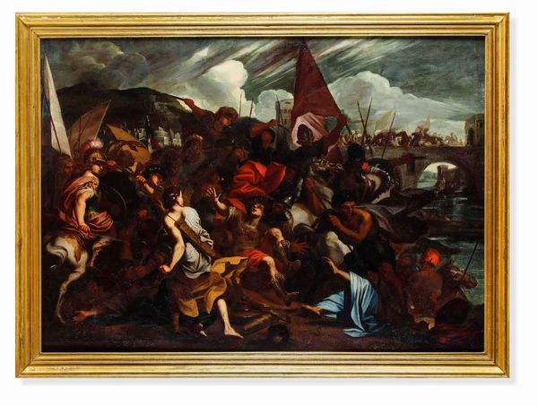 Scuola del XVII secolo Battaglia di Ponte Milvio  - Asta Dimore italiane - Associazione Nazionale - Case d'Asta italiane