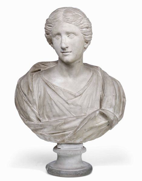 Busto muliebre. Marmo bianco. Scultore barocco, Roma XVII-XVIII secolo  - Asta Dimore italiane - Associazione Nazionale - Case d'Asta italiane