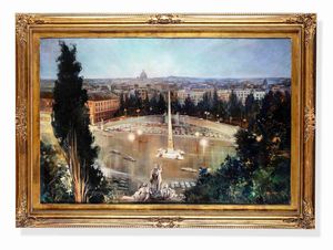 Giordano Giovanetti - Veduta di Piazza del Popolo dal Pincio