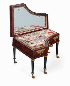 Coppia di ncessaire a foggia di pianoforte. Legno lastronato ed ebanizzato. Manifattura della seconda met del XIX secolo  - Asta Dimore italiane - Associazione Nazionale - Case d'Asta italiane