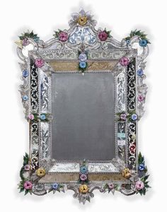 Specchiera in vetri policromi di Murano. XX secolo  - Asta Dimore italiane - Associazione Nazionale - Case d'Asta italiane