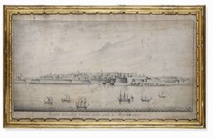 Scuola del XVIII secolo Quattro vedute di La Valletta dal mare  - Asta Dimore italiane - Associazione Nazionale - Case d'Asta italiane