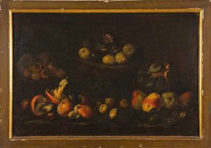 Scuola del XVII secolo Nature morte con frutti e funghi  - Asta Dimore italiane - Associazione Nazionale - Case d'Asta italiane
