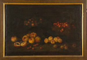Scuola del XVII secolo Nature morte con frutti e funghi  - Asta Dimore italiane - Associazione Nazionale - Case d'Asta italiane