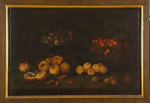 Scuola del XVII secolo Nature morte con frutti e funghi  - Asta Dimore italiane - Associazione Nazionale - Case d'Asta italiane
