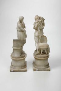 Orfeo ed Euridice. Coppia di sculture in alabastro. Arte neoclassica italiana XIX secolo  - Asta Dimore italiane - Associazione Nazionale - Case d'Asta italiane