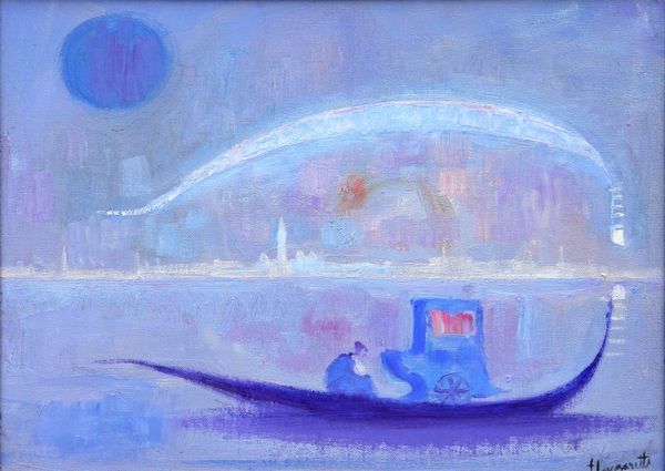 Trento Longaretti : La gondola viola di Venezia  - Asta Arte Moderna e Contemporanea - Associazione Nazionale - Case d'Asta italiane