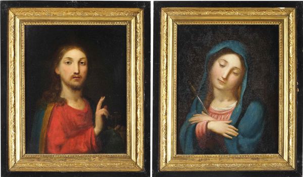 Scuola del XVIII secolo Vergine Addolorata e Salvator Mundi  - Asta Dipinti Antichi - Associazione Nazionale - Case d'Asta italiane