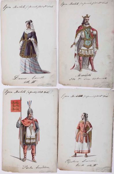 Scuola del XIX secolo Figurini per il Macbeth di Verdi. Sartoria Teatrale Chiappa  - Asta Dipinti Antichi - Associazione Nazionale - Case d'Asta italiane