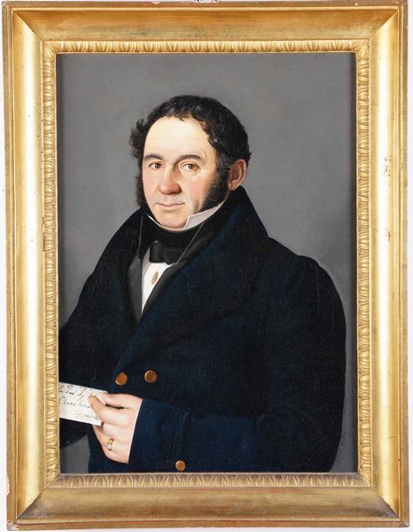 Pittore lombardo del XIX secolo Ritratto di uomo con lettera  - Asta Dipinti Antichi - Associazione Nazionale - Case d'Asta italiane