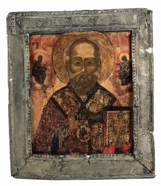 Icona rappresentante San Nicola taumaturgico vescovo di Myra. Scuola di Jaroslav, Russia, XVII-XVIII secolo  - Asta Dipinti Antichi - Associazione Nazionale - Case d'Asta italiane