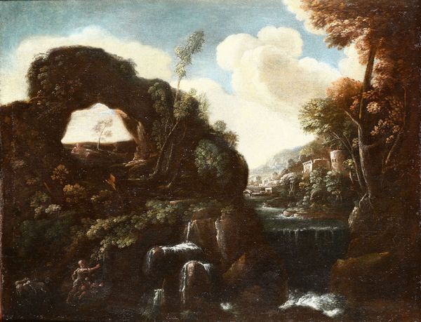 Scuola italiana del XVIII secolo Paesaggi fluviali con architetture e figure  - Asta Dipinti Antichi - Associazione Nazionale - Case d'Asta italiane