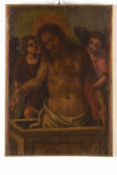 Scuola del XVIII secolo Vir Dolorum  - Asta Dipinti Antichi - Associazione Nazionale - Case d'Asta italiane