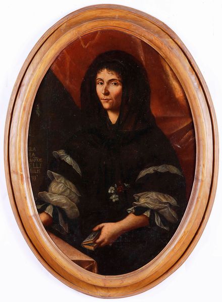 Scuola lombarda del XVII secolo Ritratto di gentildonna con libro  - Asta Dipinti Antichi - Associazione Nazionale - Case d'Asta italiane