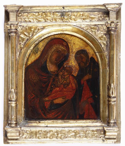 Scuola veneto-cretese del XVII secolo Sacra Famiglia  - Asta Dipinti Antichi - Associazione Nazionale - Case d'Asta italiane