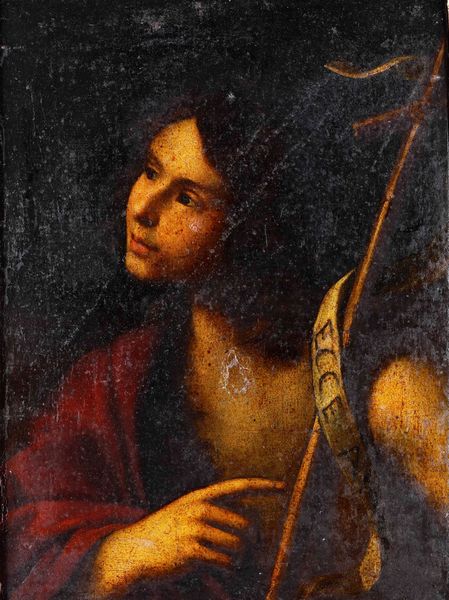 Scuola del XVII secolo San Giovanni Battista  - Asta Dipinti Antichi - Associazione Nazionale - Case d'Asta italiane