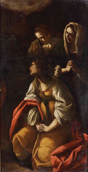Scuola napoletana del XVII secolo Le pie donne ai pedi della croce  - Asta Dipinti Antichi - Associazione Nazionale - Case d'Asta italiane