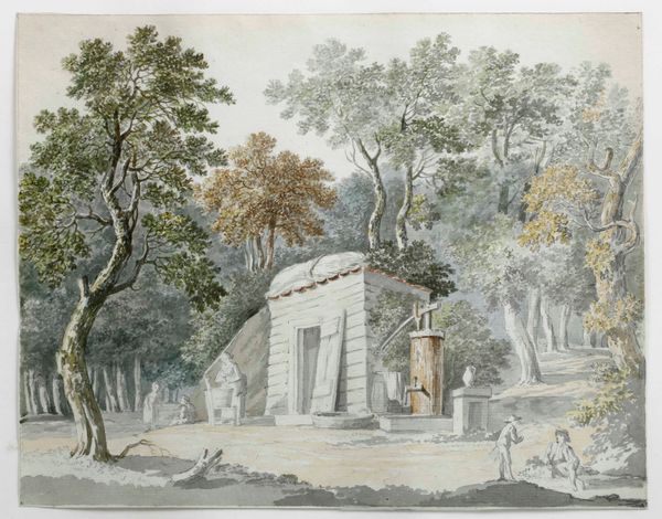 Scuola della fine del XVIII secolo Paesaggio con personaggi  - Asta Dipinti Antichi - Associazione Nazionale - Case d'Asta italiane
