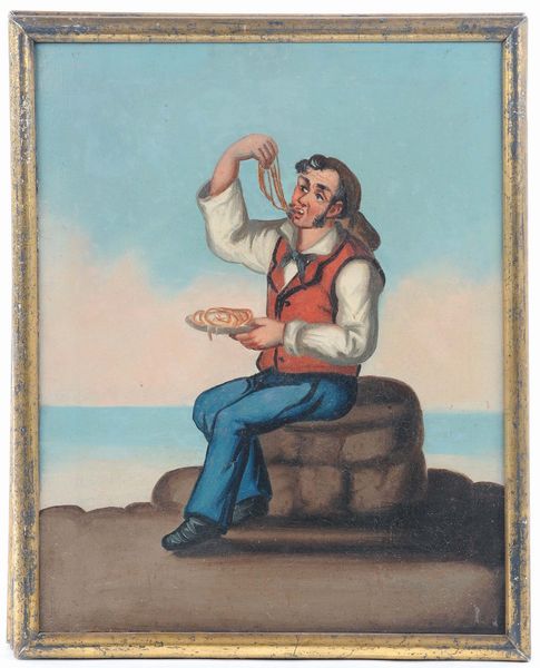 Scuola del XIX secolo Scene napoletane  - Asta Dipinti Antichi - Associazione Nazionale - Case d'Asta italiane