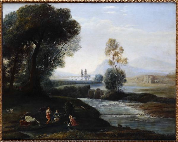 Scuola del XIX secolo Paesaggio fluviale con pastori e armenti  - Asta Dipinti Antichi - Associazione Nazionale - Case d'Asta italiane