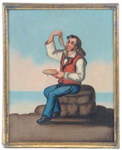 Scuola del XIX secolo Scene napoletane  - Asta Dipinti Antichi - Associazione Nazionale - Case d'Asta italiane