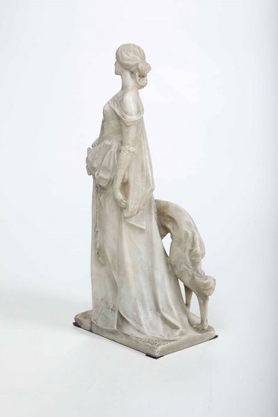 Arte del XIX-XX secolo Dama con levriero  - Asta Scultura del XIX e XX secolo - Associazione Nazionale - Case d'Asta italiane
