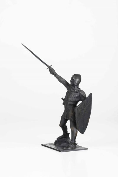 Da Enrico Butti (1847-1932). Fonditore del XX secolo Il guerriero di Legnano  - Asta Scultura del XIX e XX secolo - Associazione Nazionale - Case d'Asta italiane