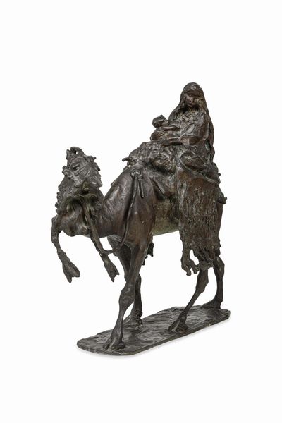 Ernesto Bazzaro, Attribuito a : Maternit� Beduina  - Asta Scultura del XIX e XX secolo - Associazione Nazionale - Case d'Asta italiane